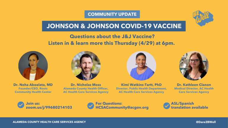 Townhall: Community Update, COVID 19 Johnson & Johnson COVID 19 vaccine 4/29 at 6pm.