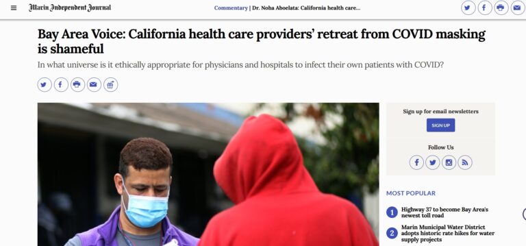 Bay Area Voice: California health care providers’ retreat from COVID masking is shameful